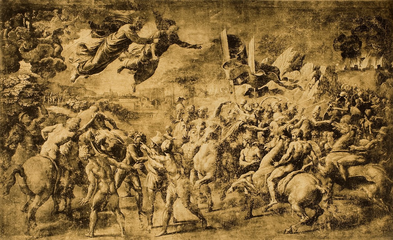 圣徒彼得和保罗出现在阿提拉身上;拉斐尔画的。巴黎的卢浮宫 作者 拉斐尔（Raffaello Sanzio Raphael）
