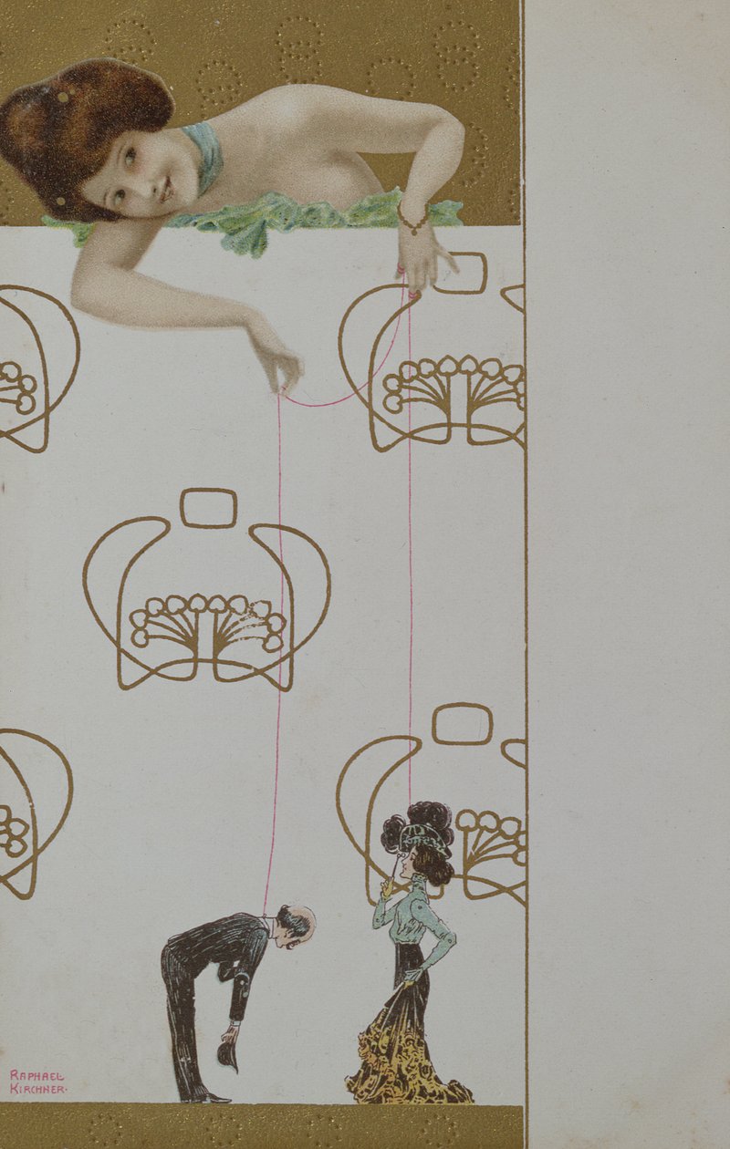 明信片描绘&39;The Puppets&39;，c.1905-10 作者 拉斐尔·基希纳（Raphael Kirchner）