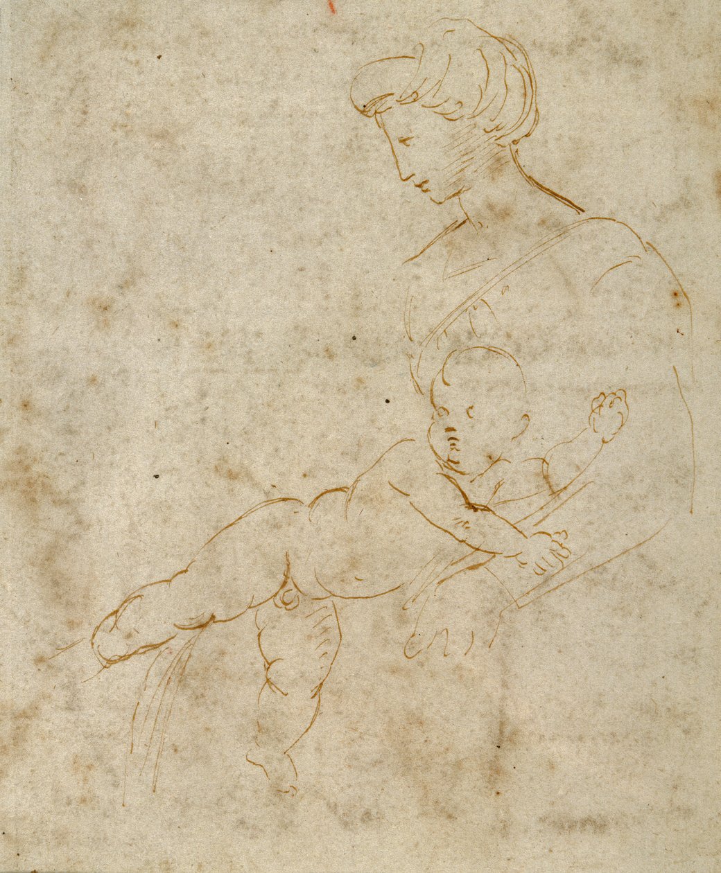 Madonna and Child, c.1505 (pen & brown ink on paper) 作者 拉斐尔