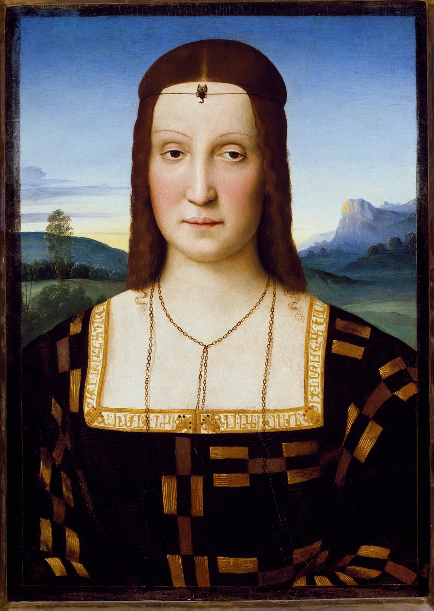 Elisabetta Gonzaga 的肖像，约 1504-1505 年（木头油彩） 作者 拉斐尔