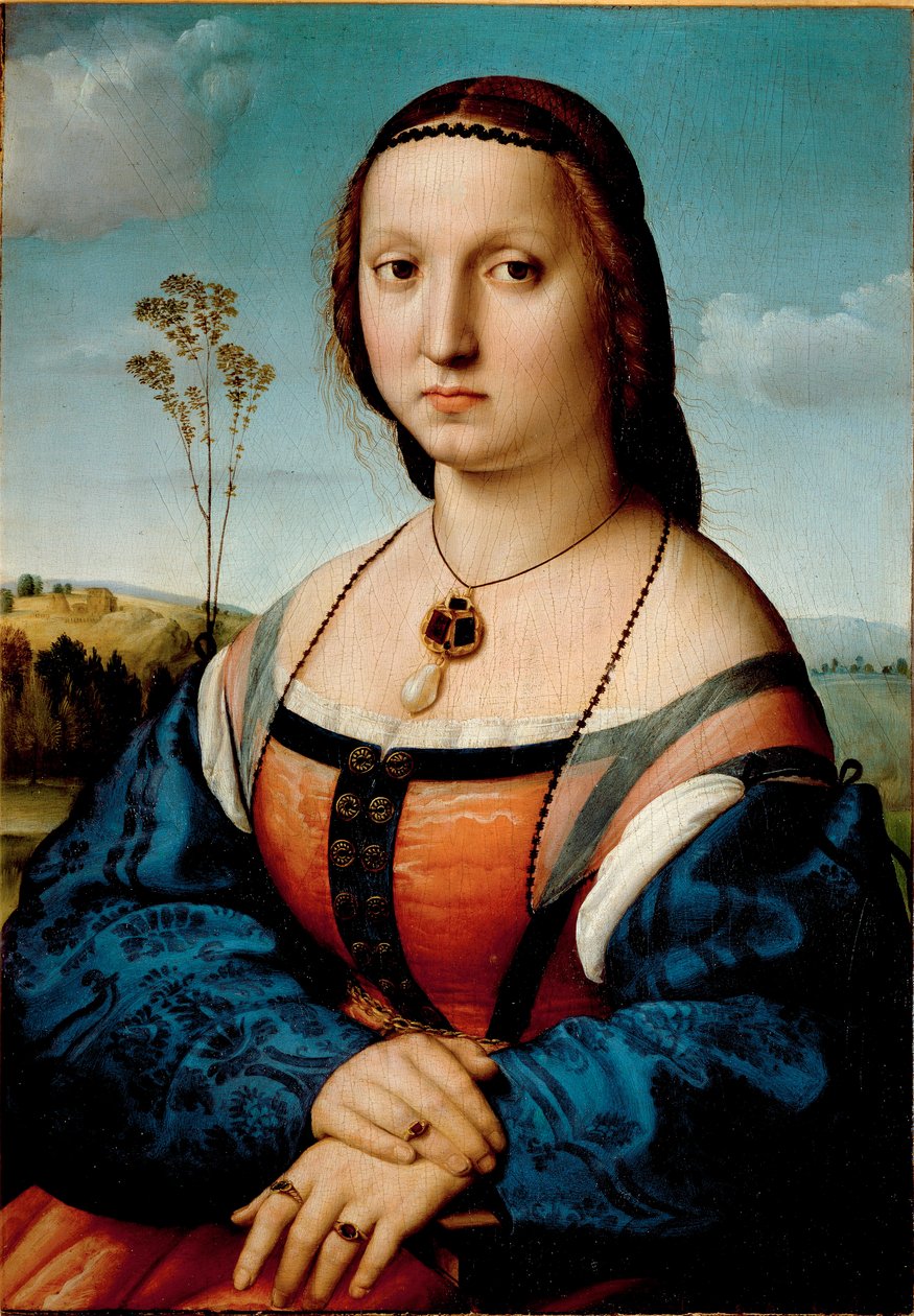 Portrait of Maddalena Doni Painting by Raffaello Sanzio dit Raphael (1483-1520) 1506 Sun. 63x45 cm Florence, Palazzo Pitti, Galleria Palatina 作者 拉斐尔