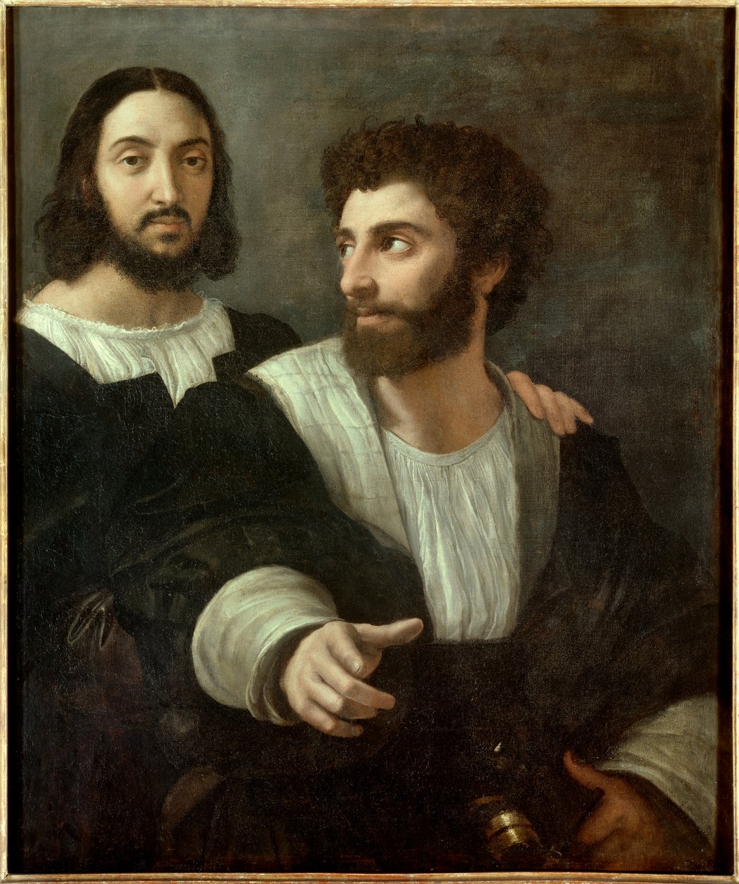 Portrait of the artist with a friend. Raffaello Sanzio dit Raphael (1483-1520) 作者 拉斐尔