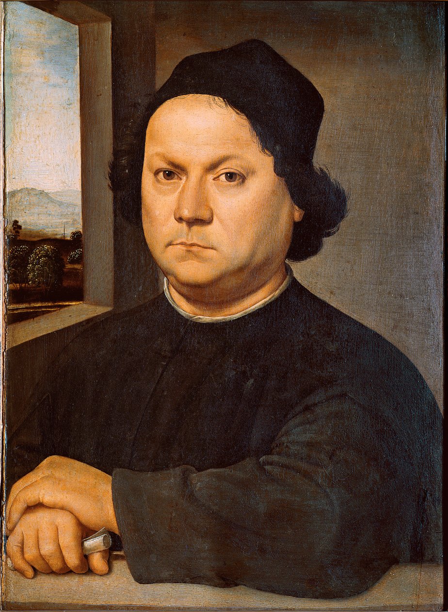 画家 Pietro Perugino (ca. 1448-1523) 的肖像说 拉斐尔 (Raffaello Sanzio 1483 - 1520) 的佩鲁金画作 作者 拉斐尔