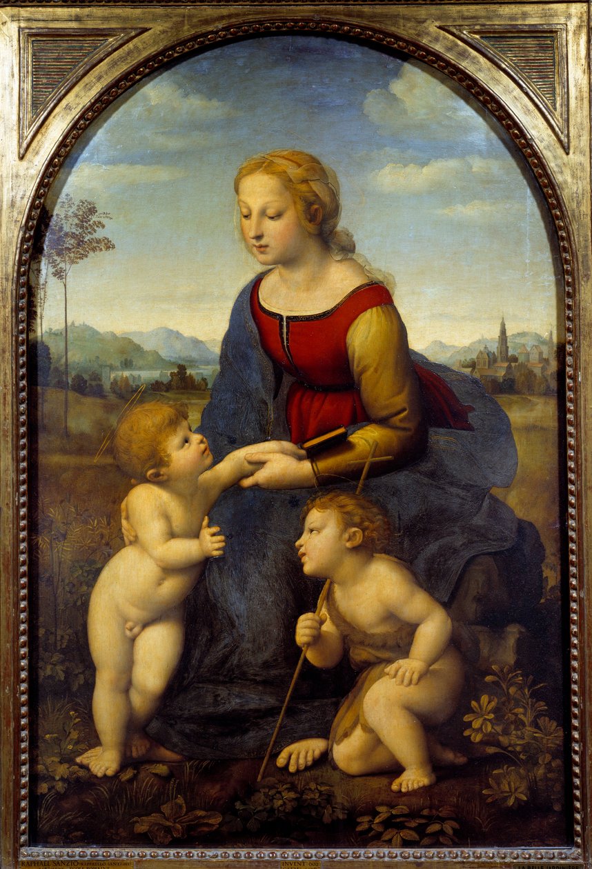 圣母与小圣约翰，或美丽的园丁有一个孩子 画家：拉斐尔（Raffaello Sanzio dit Raphael，1483-1520） 1507年，太阳。1,22x0,8米 作者 拉斐尔