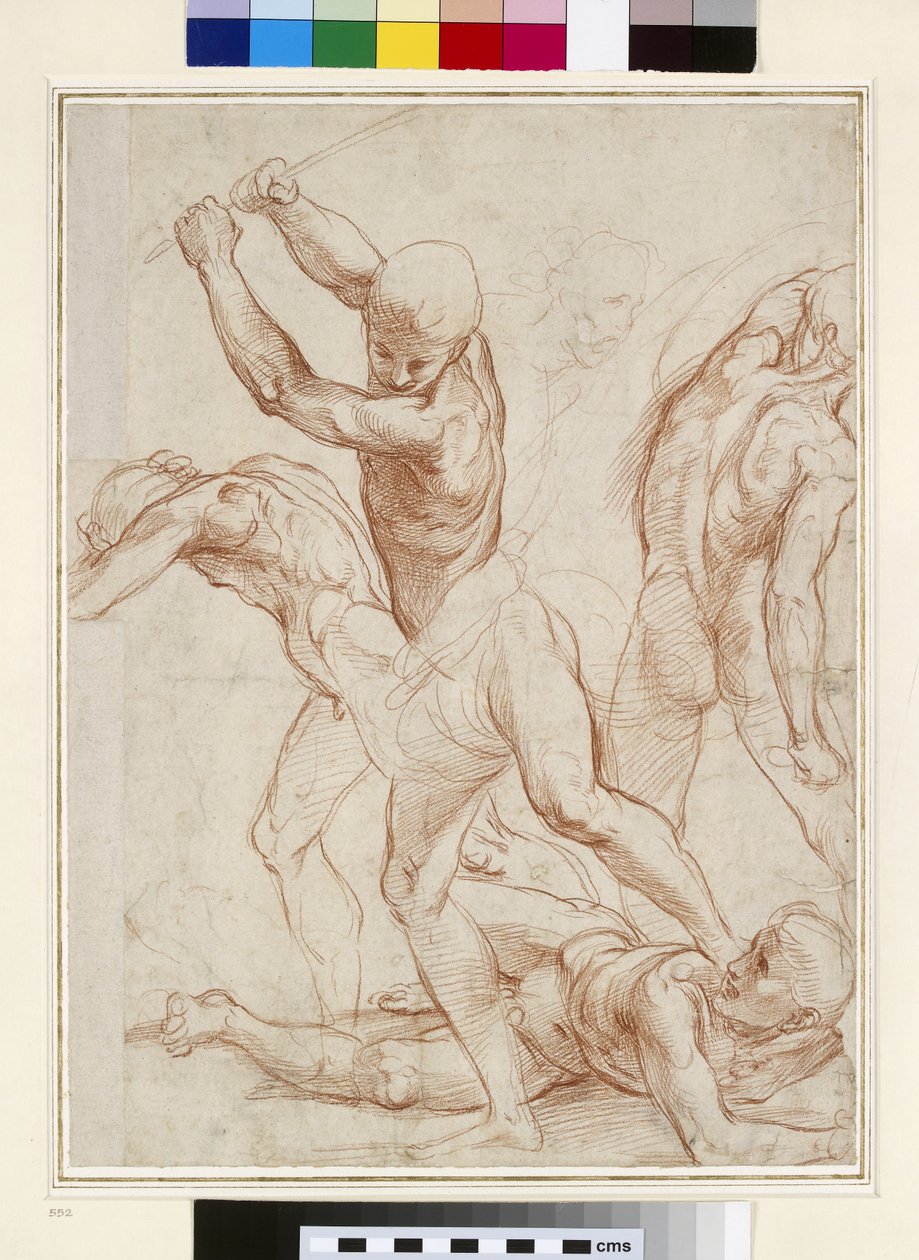 裸体战斗（红色粉笔在纸上） 作者 拉斐尔（Raffaello Sanzio Raphael）