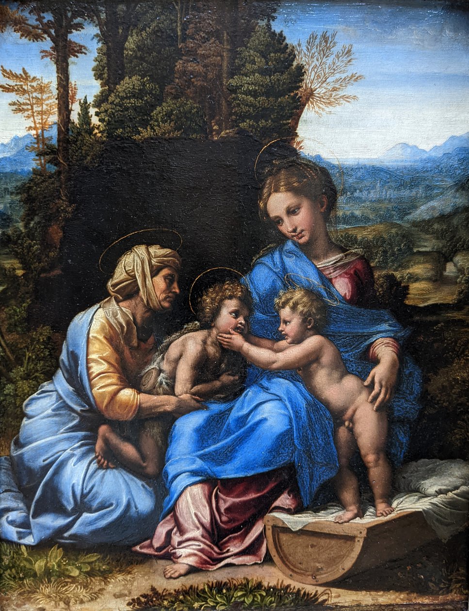 法语  La Petite Sainte Famille 有圣伊丽莎白和婴儿圣约翰的神圣家庭 作者 拉斐尔