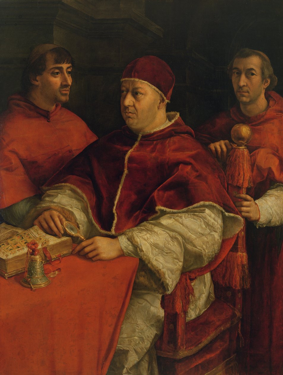 Leo X与红衣主教Giulio de Medici和Luigi de Rossi，1517-18 作者 拉斐尔（Raffaello Sanzio Raphael）