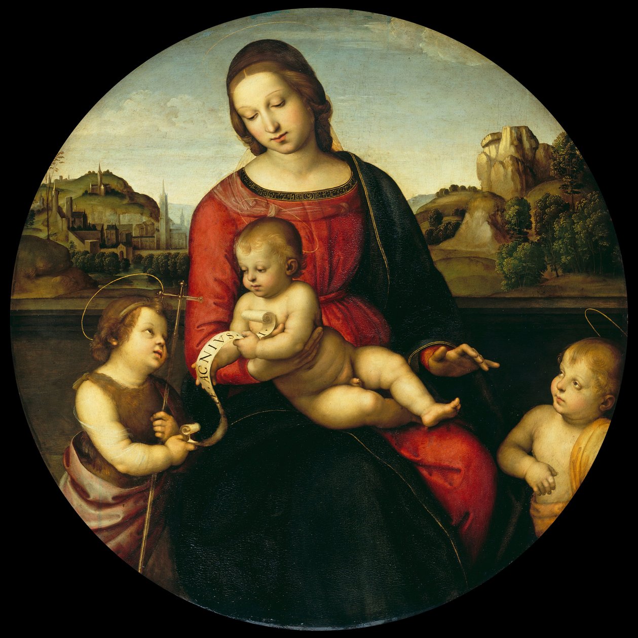 玛丽与孩子，施洗约翰和圣婴麦当娜·泰拉诺娃c。 1505 作者 拉斐尔（Raffaello Sanzio Raphael）