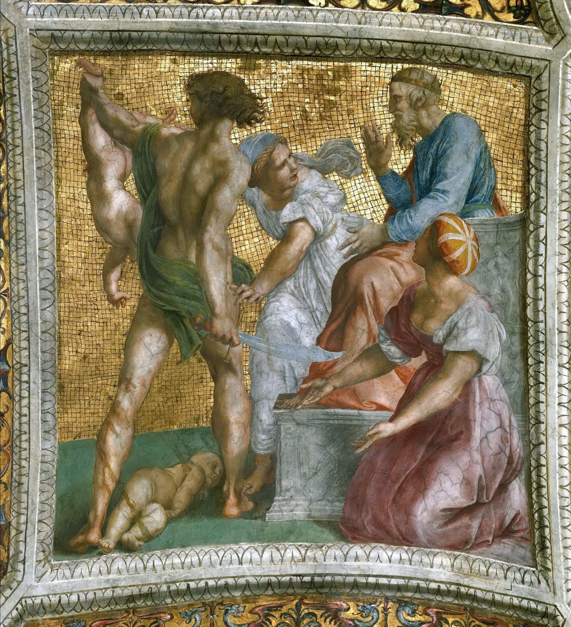 所罗门的审判》天花板壁画，在Stanza della Segnatura，约1510-1511。 作者 拉斐尔