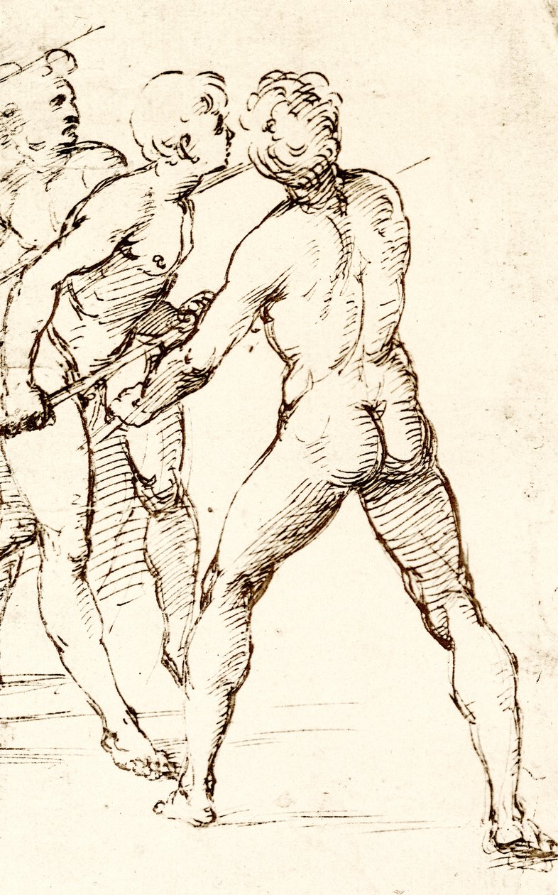 三个战士，期待着这次袭击 作者 拉斐尔（Raffaello Sanzio Raphael）