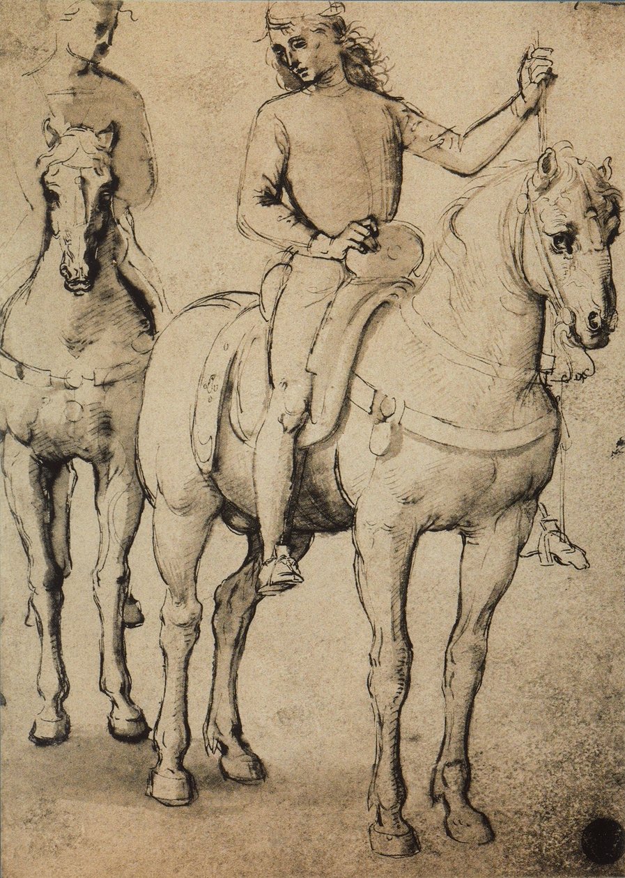 男子骑马;拉斐尔画的。 Gallerie dellAccademia，威尼斯 作者 拉斐尔（Raffaello Sanzio Raphael）