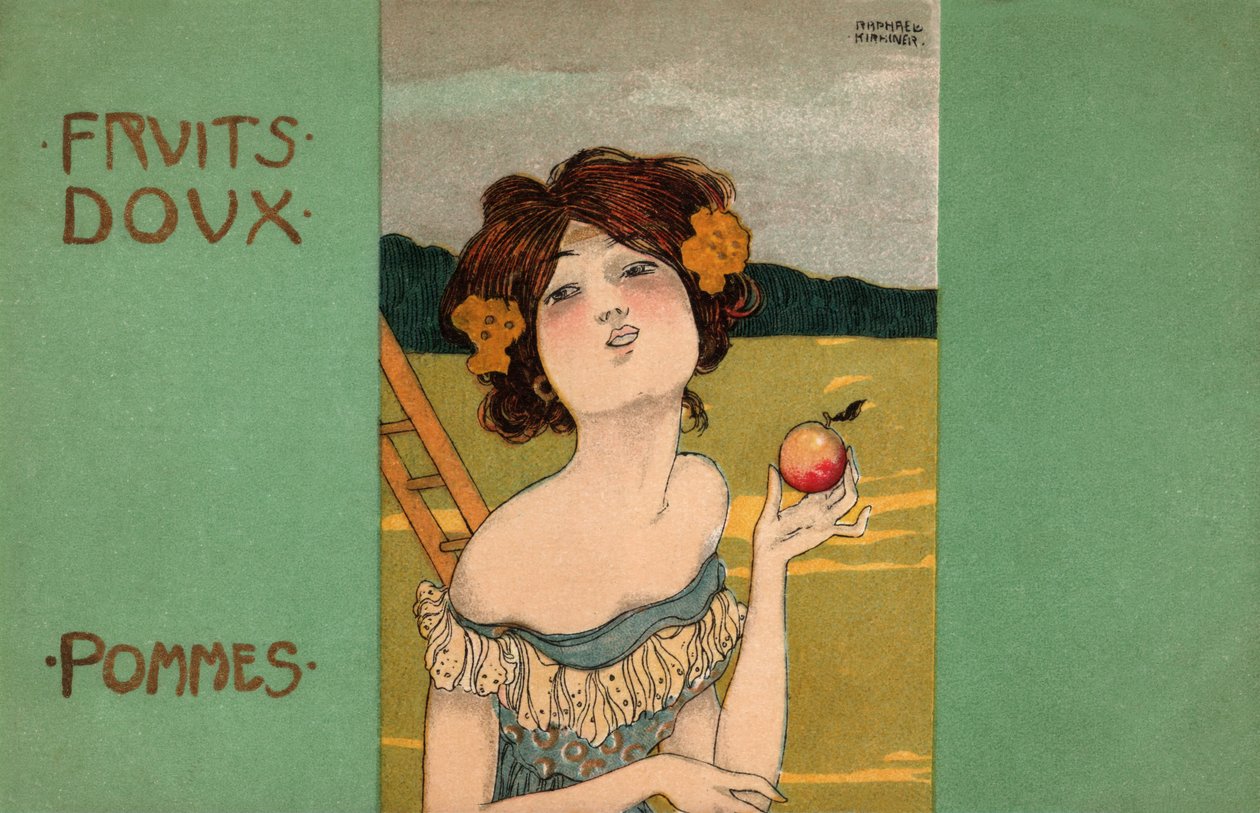 采摘苹果，约 1900 年（插图） 作者 拉斐尔·基希纳（Raphael Kirchner）