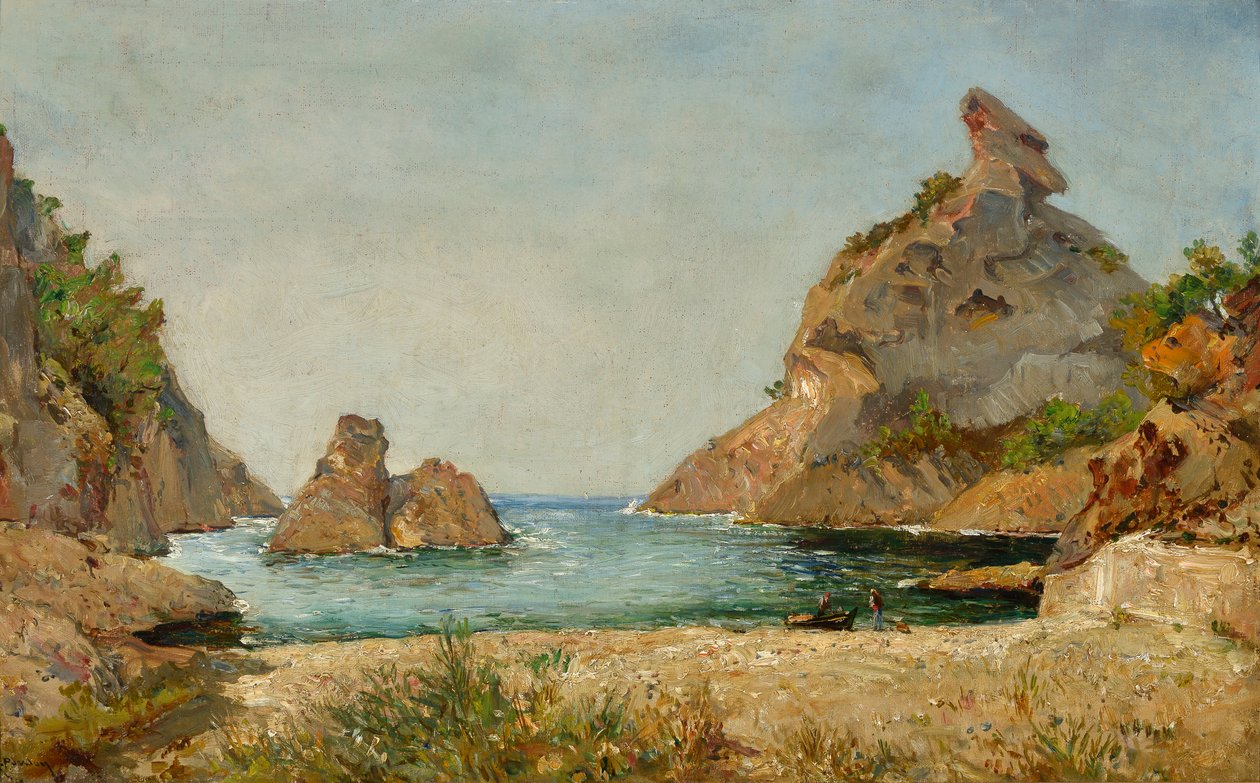 罗讷河口省拉齐奥塔菲格罗尔海湾风景 拉斐尔-吕克-庞森（1835-1904 年）的绘画作品 尺寸 38x60 厘米 拉齐奥塔齐奥塔登博物馆 作者 拉斐尔·吕克·庞森