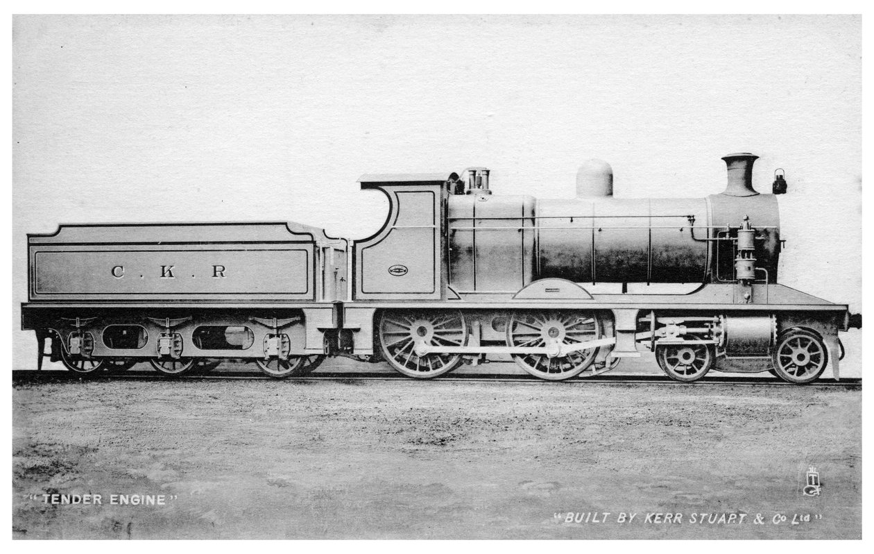 4-4-0招标机车，由克尔（Kerr），斯图尔特（Stuart）和公司制造的蒸汽机车，二十世纪初。 作者 拉斐尔·塔克（Raphael Tuck）