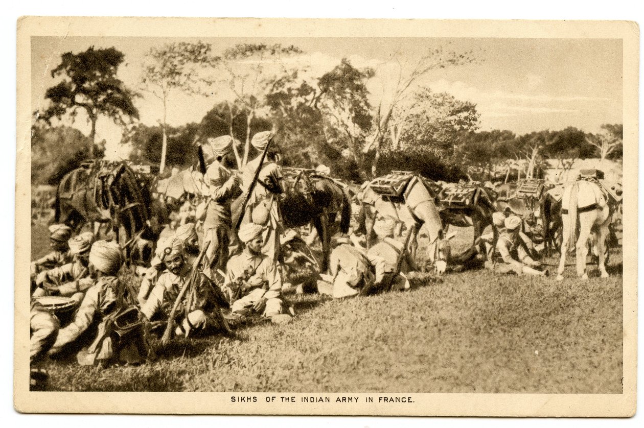 法国印度军队的锡克教徒，1914-15（棕褐色照片） 作者 拉斐尔塔克和儿子