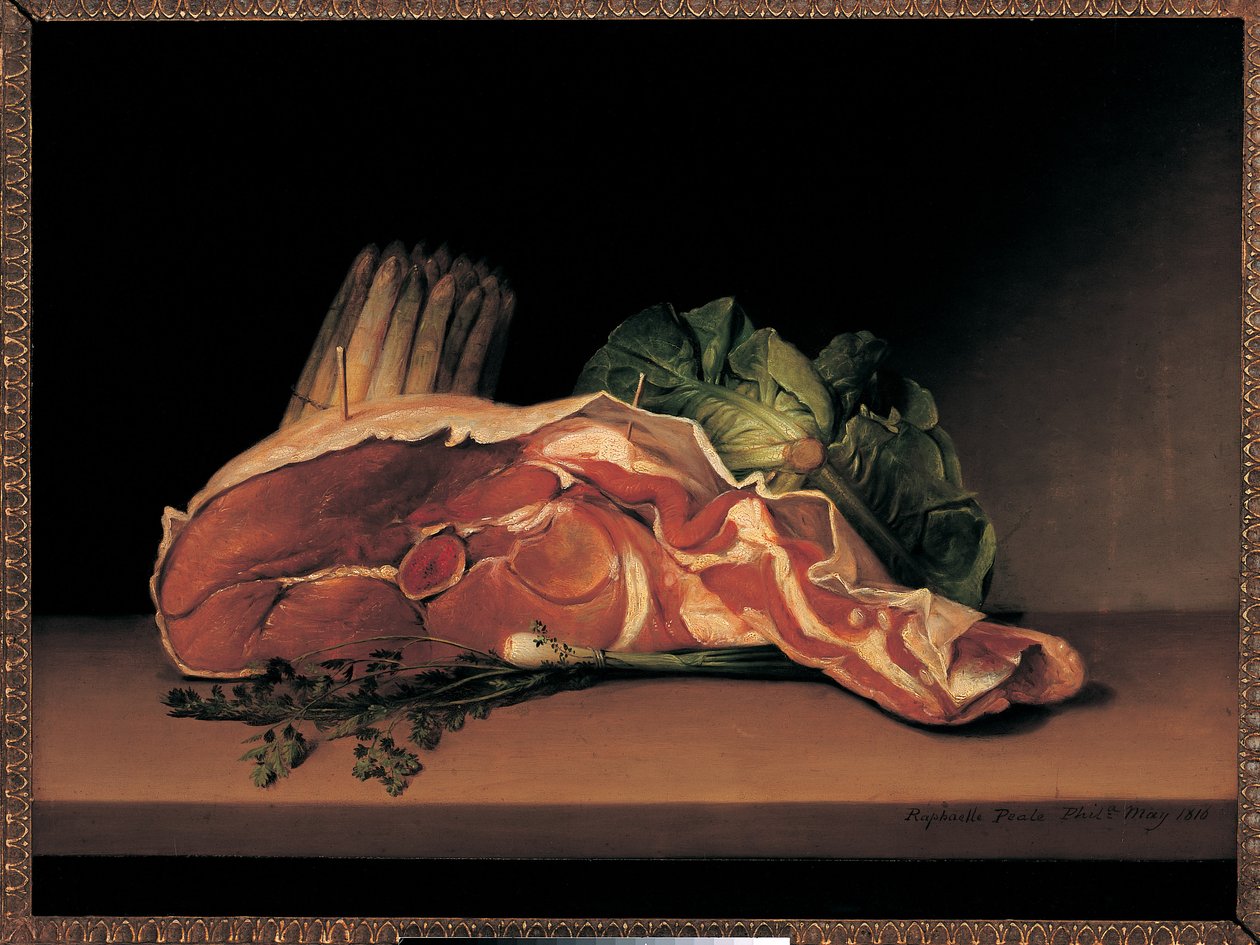 炸肉排和蔬菜，1816年 作者 拉斐尔·皮尔（Raphaelle Peale）