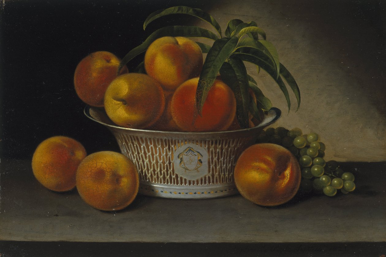 静物与桃子 作者 拉斐尔·皮尔（Raphaelle Peale）