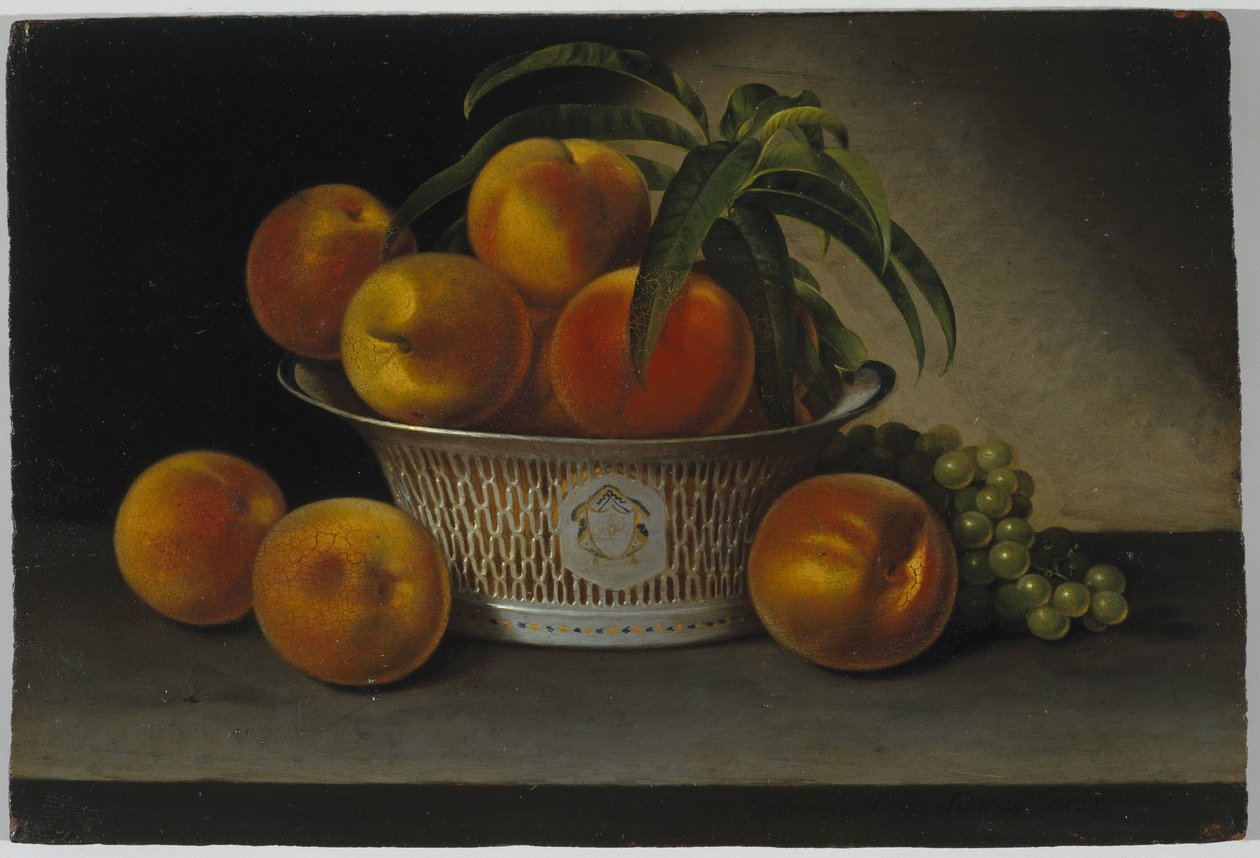 桃子静物，1821年 作者 拉斐尔·皮尔（Raphaelle Peale）