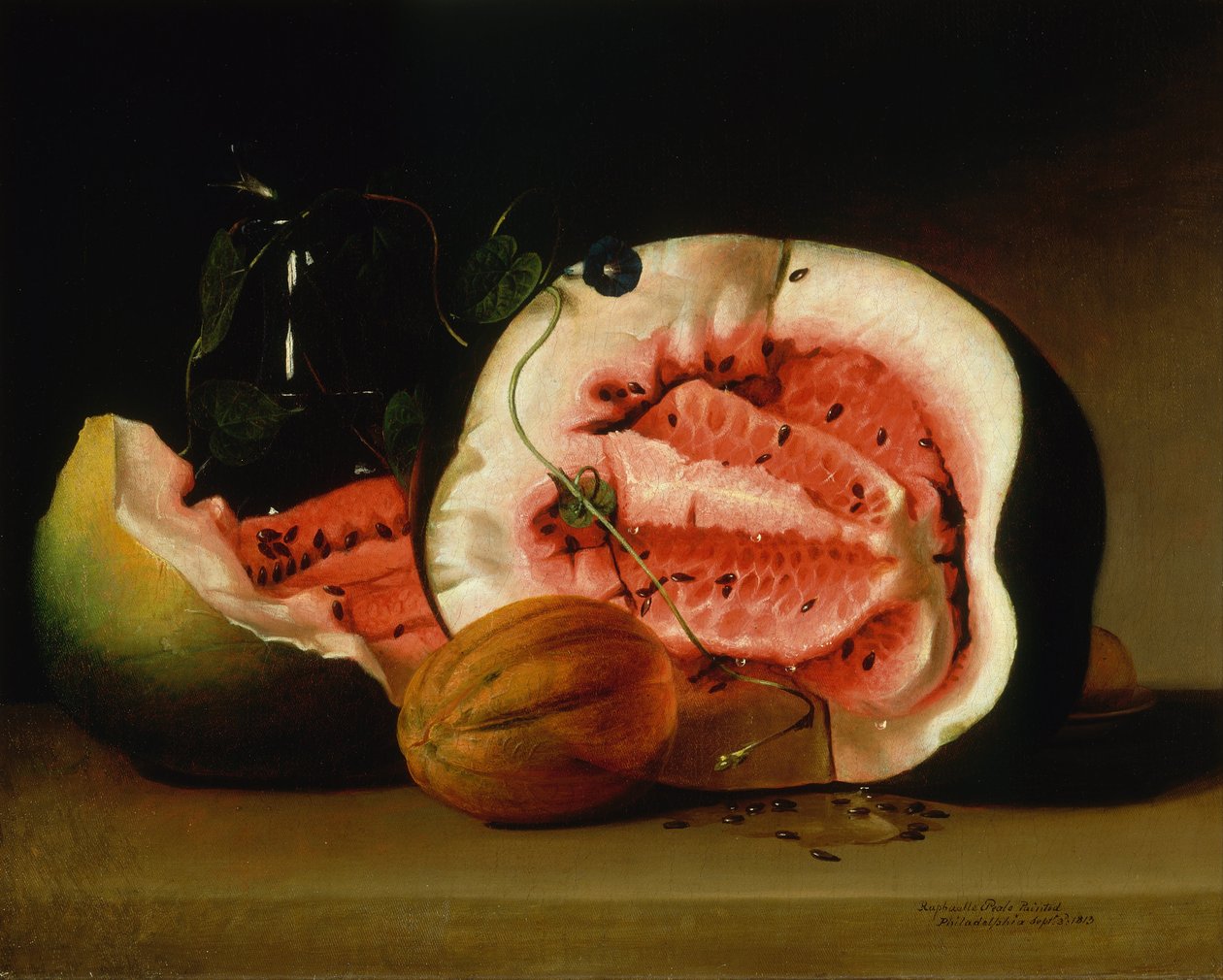 瓜和牵牛花，1813年 作者 拉斐尔·皮尔（Raphaelle Peale）