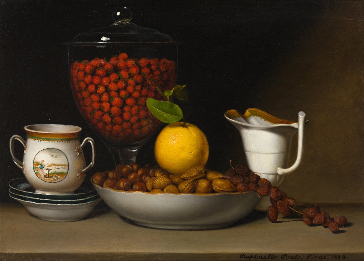 静物-草莓、坚果等 作者 拉斐尔·皮尔（Raphaelle Peale）