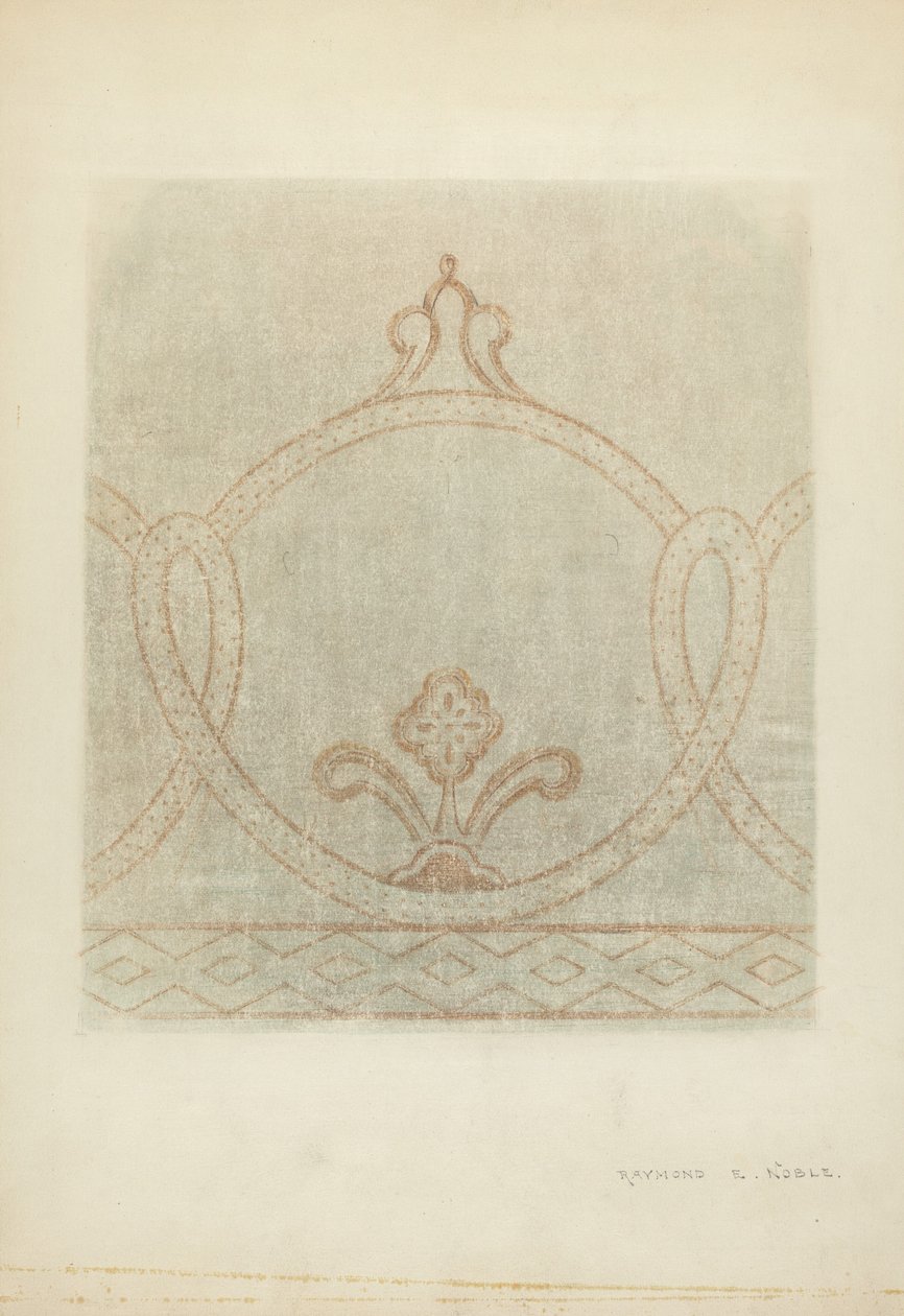 壁画修复图，约1940年。 作者 雷蒙德·E·诺布尔