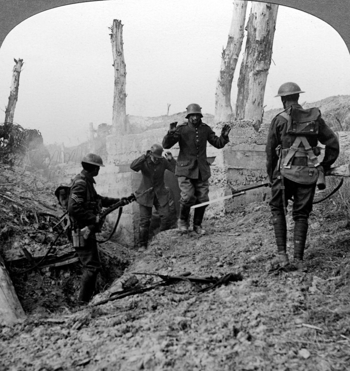 第一次世界大战，1914-1918年，法国不来梅的德国士兵投降。 作者 现实旅行社