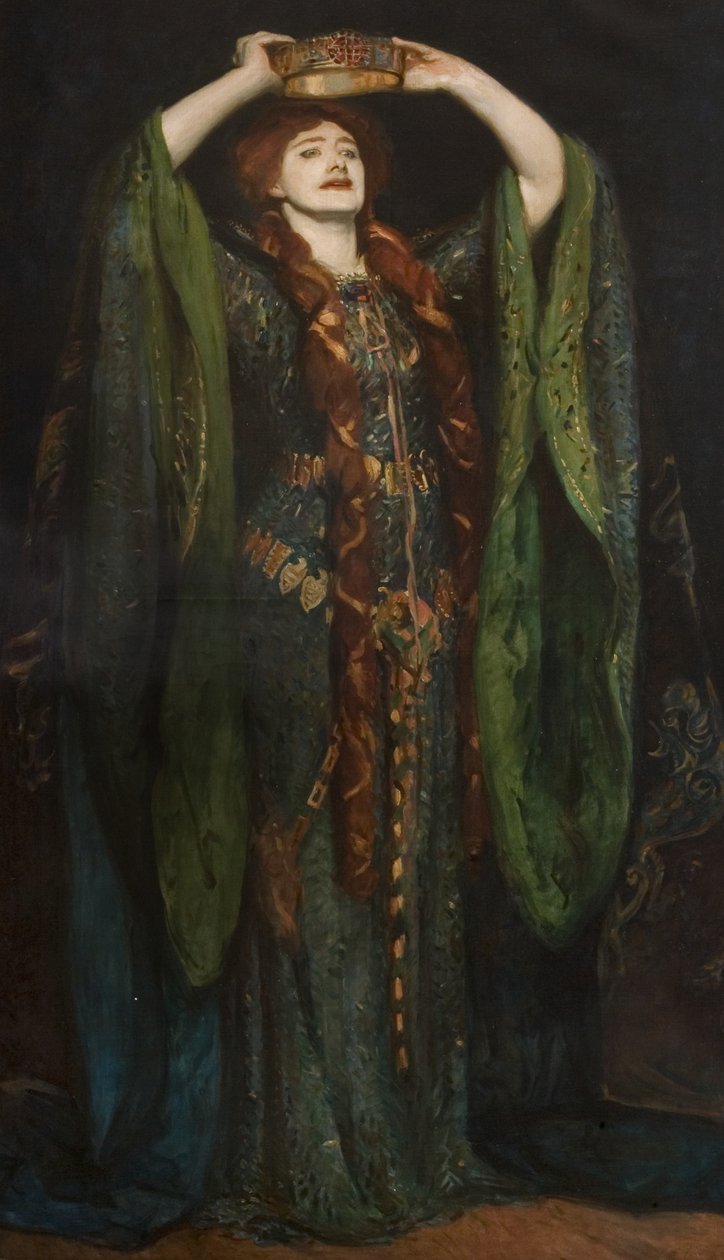 艾伦·特里夫人（1847-1928）饰演麦克白夫人，约翰·辛格·萨金特（John Singer Sargent，1856-1925）1896年绘画后 作者 雷金纳德·格伦维尔·伊夫斯