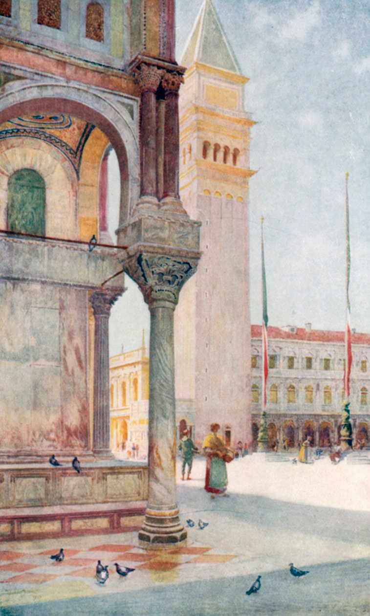 钟楼（彩色石版印刷） 作者 雷金纳德·巴拉特（Reginald Barratt）