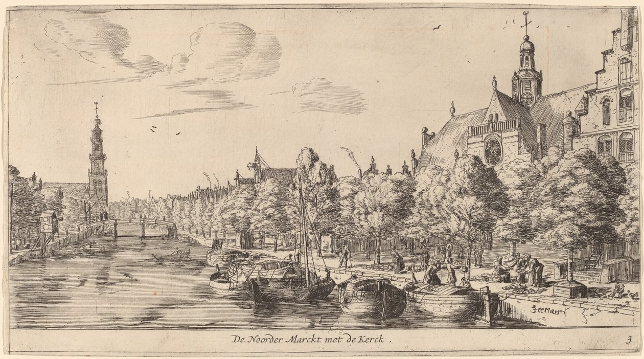 Noordenmarkt与Noorden Kerk（Noorder Marckt与Kerck）。 作者 Reinier Nooms，叫塞曼