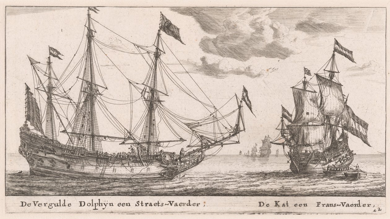 大型商船 "Vergulde Dolphyn号 "和长笛 "Kat号"。 作者 Reinier Nooms，叫塞曼