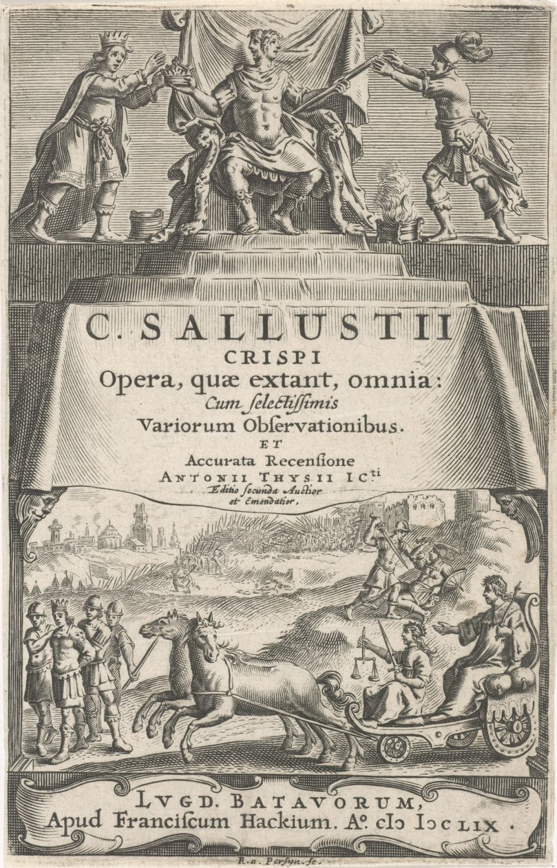 凯旋战车上的皇帝和正义
扉页：A. Thysius jr., Opera, quæ extant, omnia, 1659 作者 雷尼尔·范·佩西恩