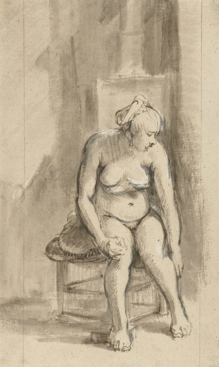 由炉子安排的裸体女人，c.1660-62 作者 伦勃朗·范·赖恩