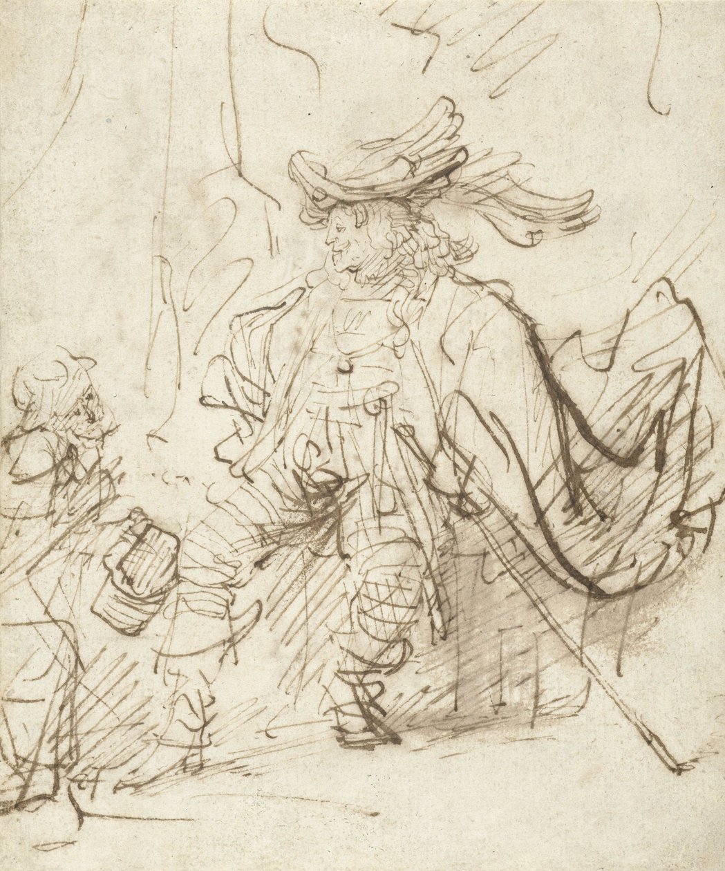 担任Capitano角色的演员，c.1634-36 作者 伦勃朗·范·赖恩