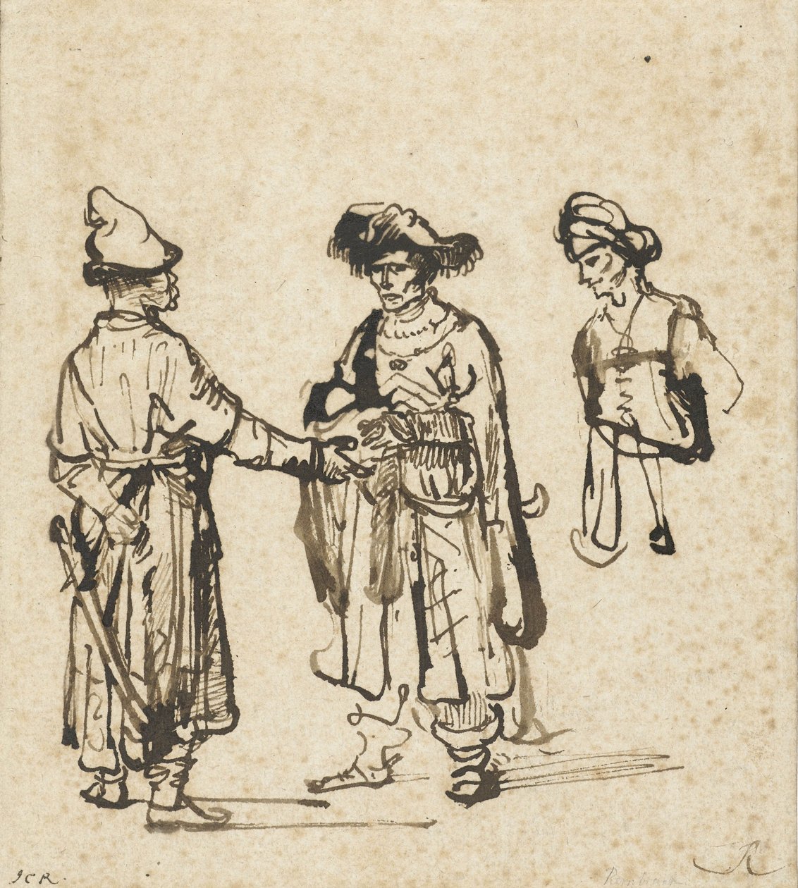 三个东方人交谈，c.1645 作者 伦勃朗·范·赖恩