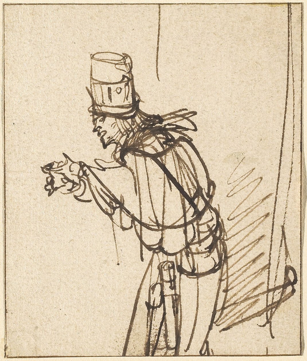 A Quack，c.1637（在纸上用笔和棕色墨水） 作者 伦勃朗·范·赖恩