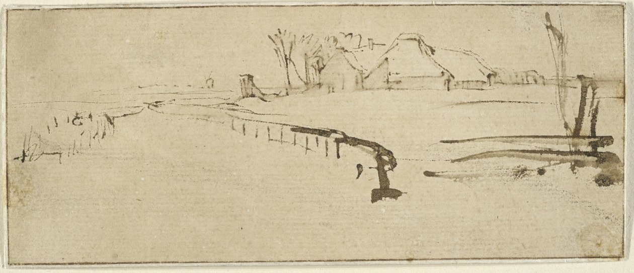 景观与农庄，c.1648-50（冬季景观） 作者 伦勃朗·范·赖恩