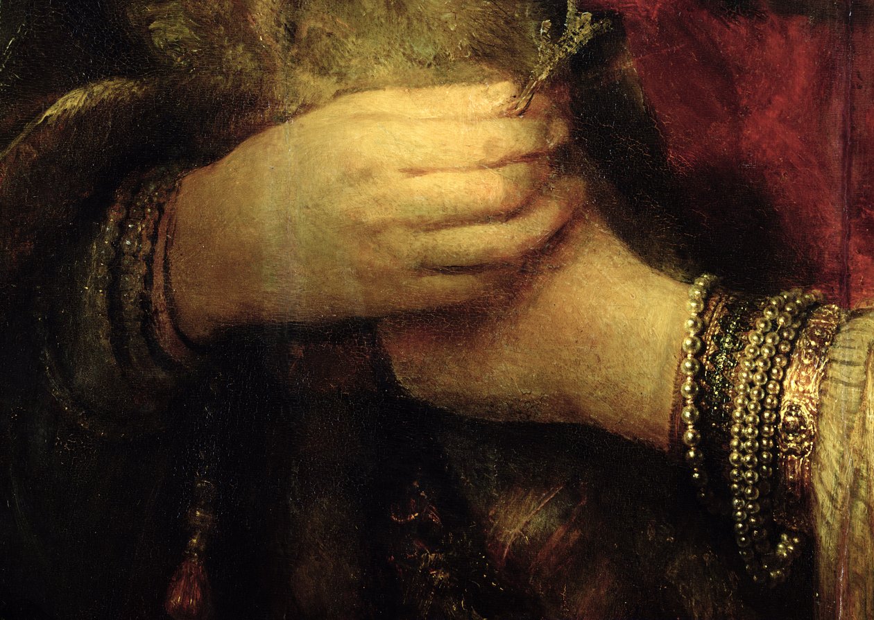 Saskia van Uylenburgh（1612-42）富人服装（详细信息）的肖像（见244316） 作者 伦勃朗·范·赖恩
