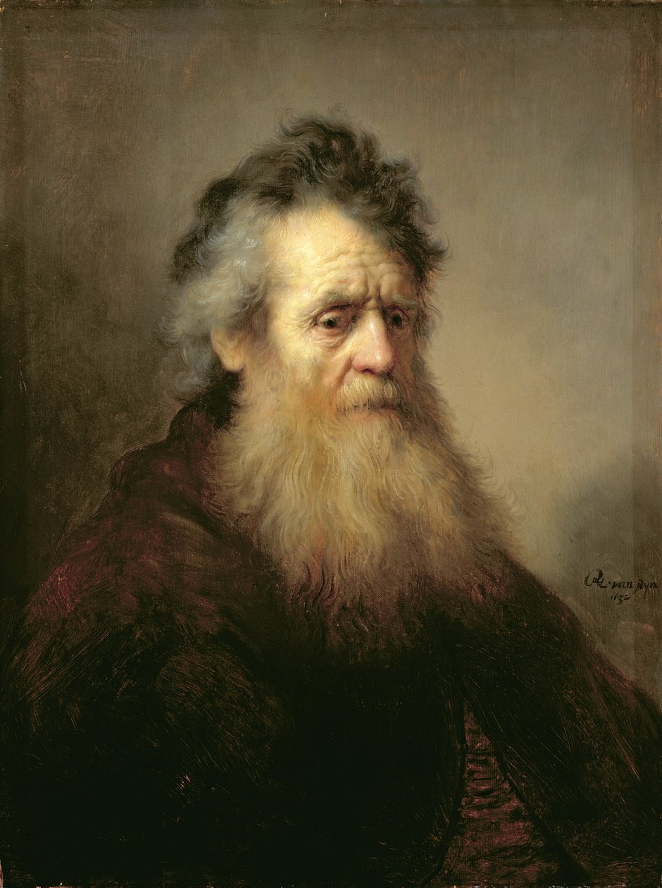 一位老人的画像，1632年 作者 伦勃朗·范·赖恩