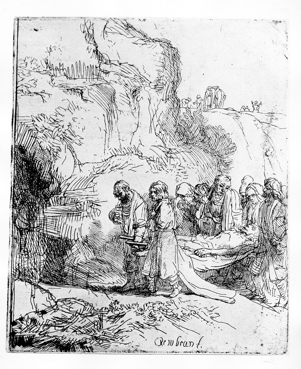 c.1645，基督被带到坟墓里 作者 伦勃朗·范·赖恩