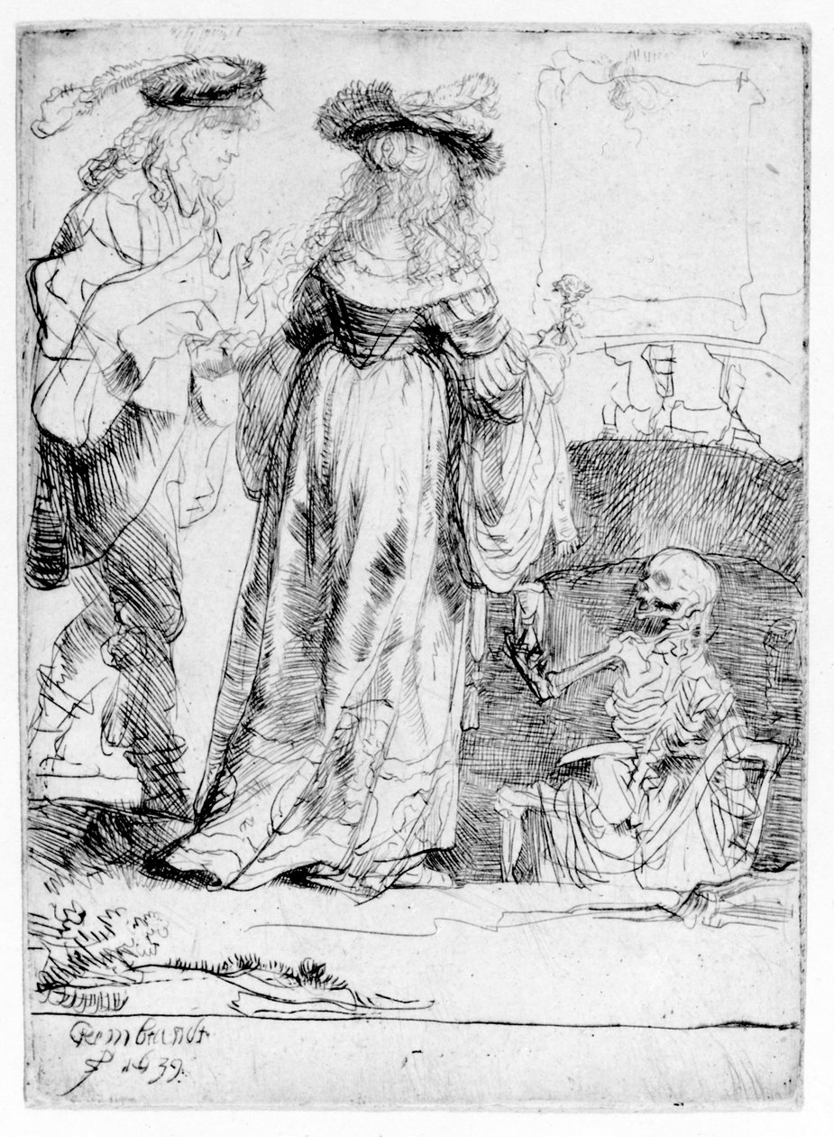 1639年，死亡出现在一个开放的坟墓中 作者 伦勃朗·范·赖恩