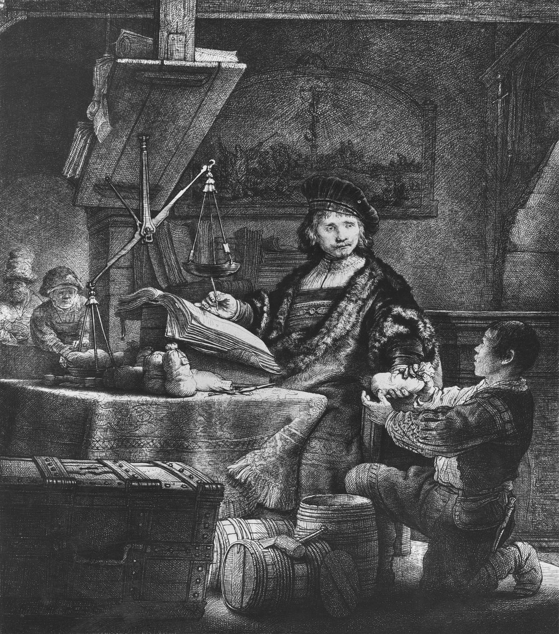 Jan Uytenbogaert&39;The Goldweigher&39;，1639（蚀刻和干点） 作者 伦勃朗·范·赖恩