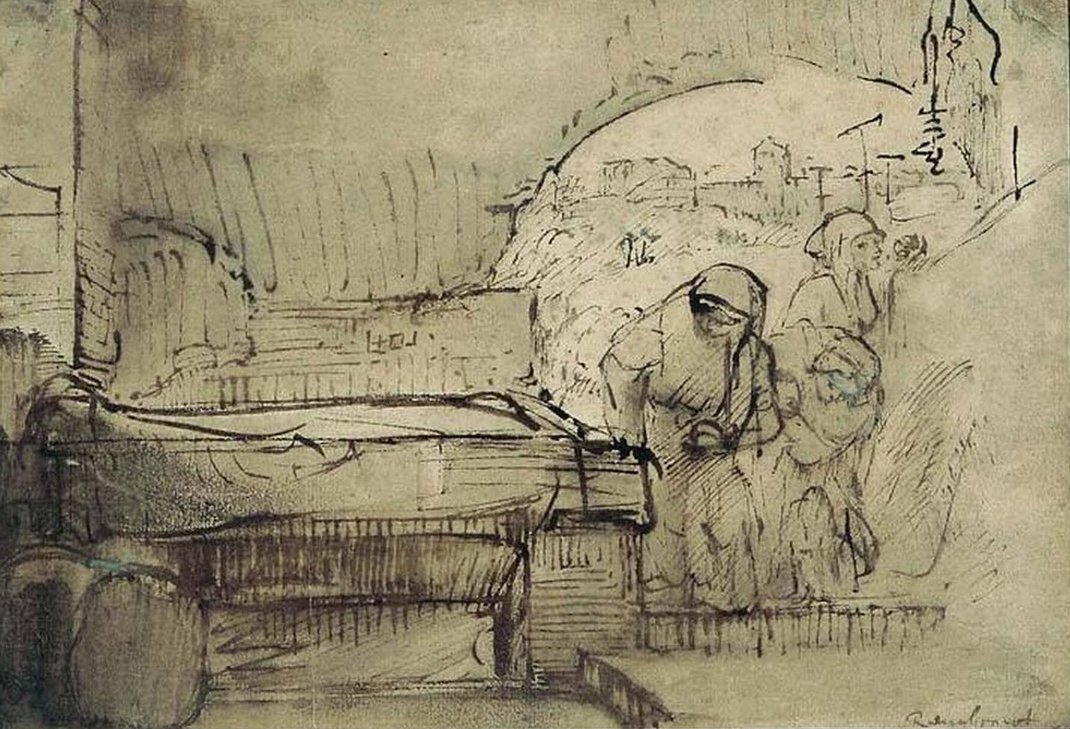 坟墓中的三个玛丽 作者 伦勃朗·范·赖恩