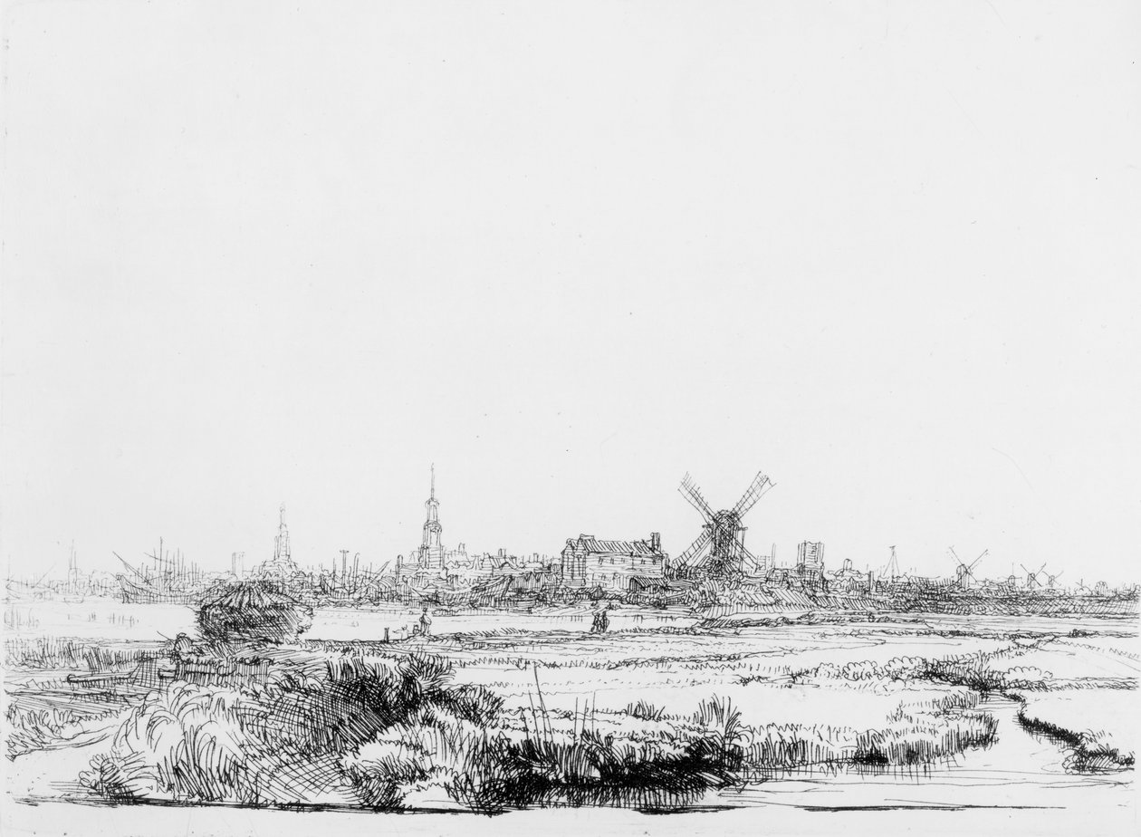 阿姆斯特丹视图，c.1640 作者 伦勃朗·范·赖恩