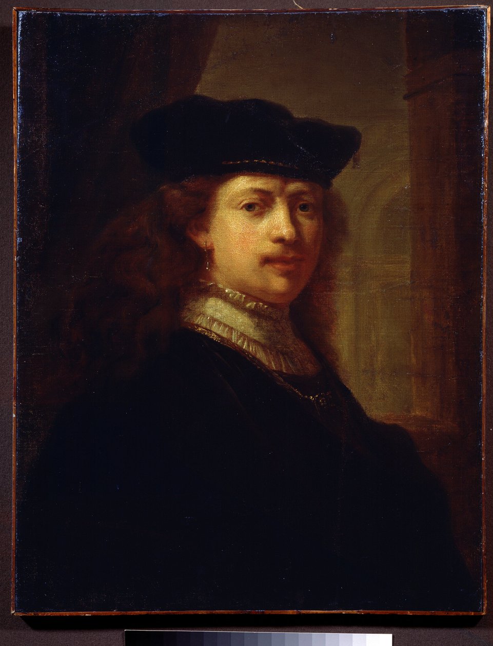 "被称为伦勃朗（1606-1669 年）的画家哈门松-凡-里恩（Harmenszoon van Rijn）的肖像。伦勃朗随行画作。17 世纪莫斯科普希金博物馆 作者 伦勃朗·哈门斯（Rembrandt Harmensz）。范里恩（的圈子）