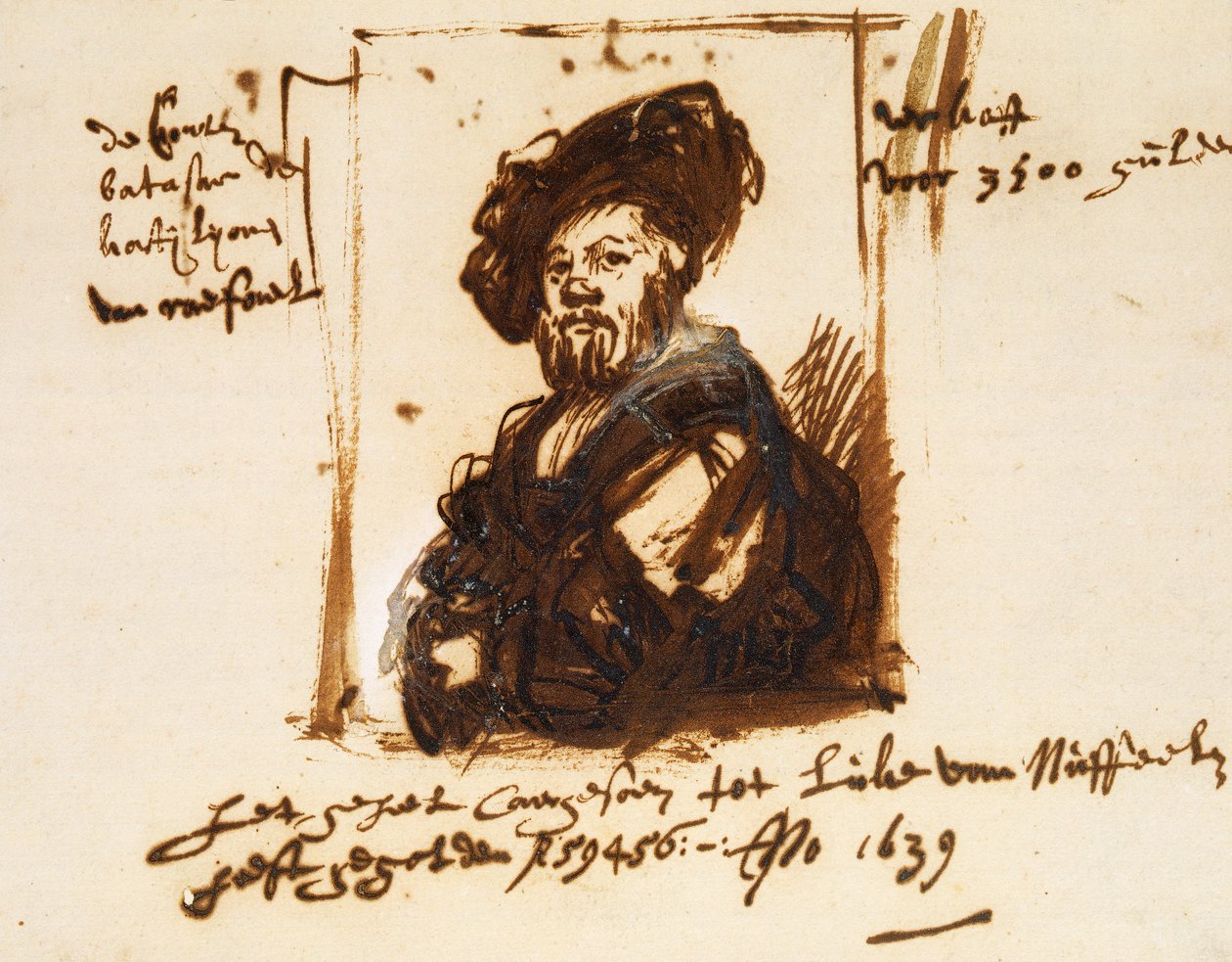 Baldassarre Castiglione，肖像草图 作者 伦勃朗·哈门斯。范赖恩