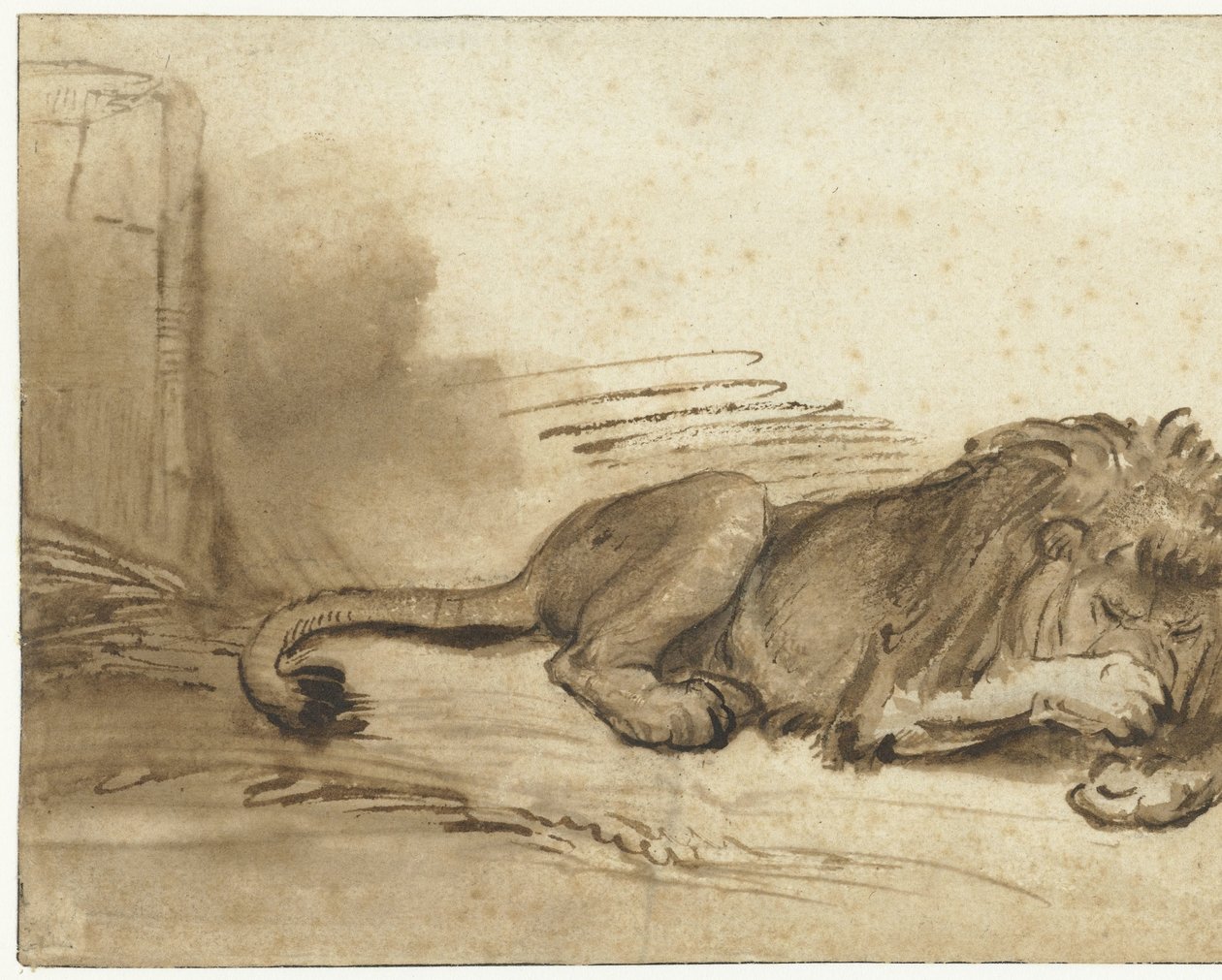 前爪捂住嘴的卧狮 作者 Rembrandt van Rijn (学校)