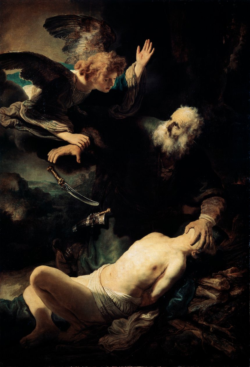 亚伯拉罕（Abraham）牺牲以撒（1635）。 作者 伦勃朗·范·赖恩