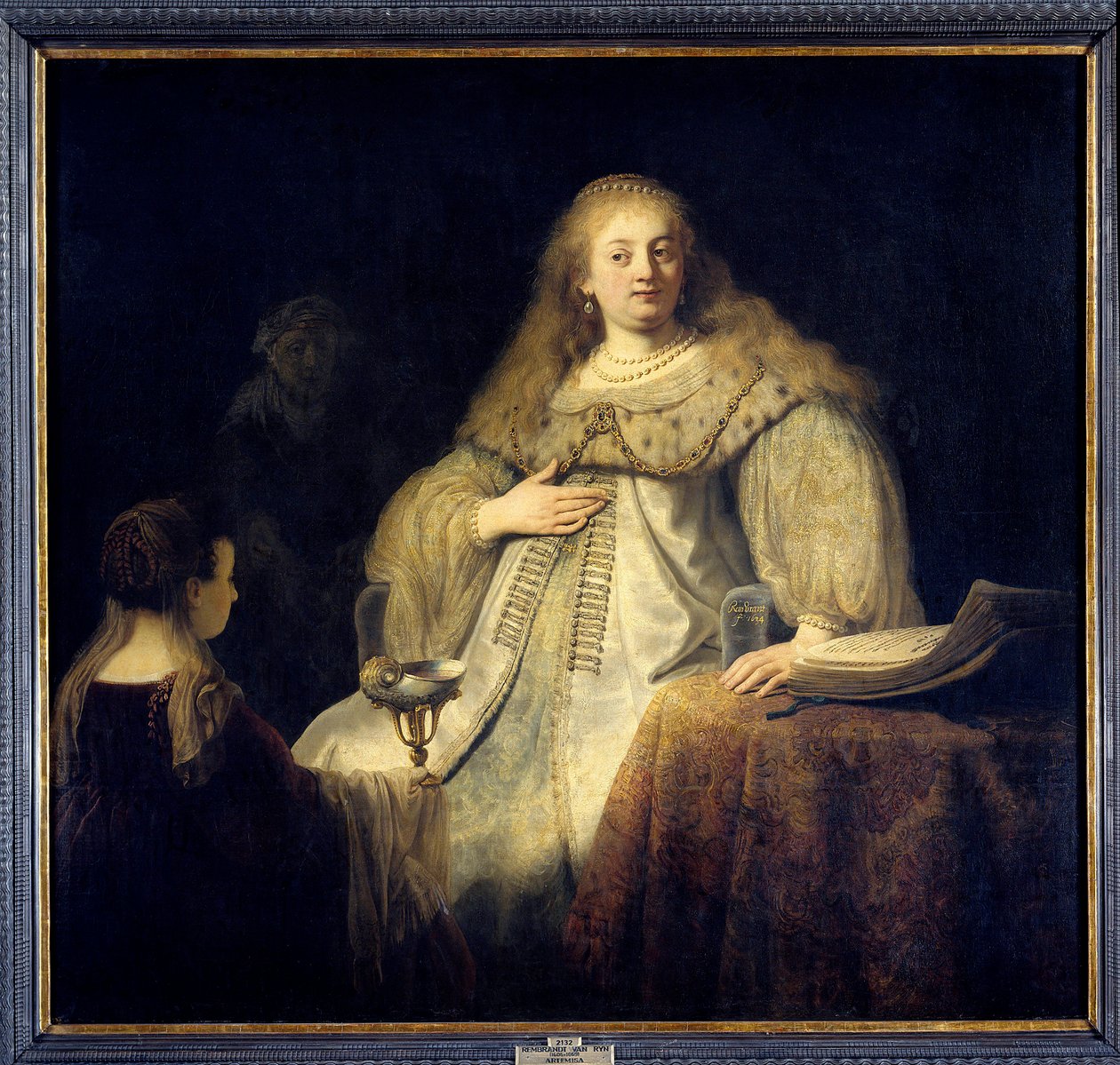 Artemise. Artemise I, queen of the city of Halicarnassus in the 4th century BC. (Empire of the Roughenides). Painting by Harmenszoon van Rijn dit Rembrandt (1606-1669) 作者 伦勃朗·范·赖恩