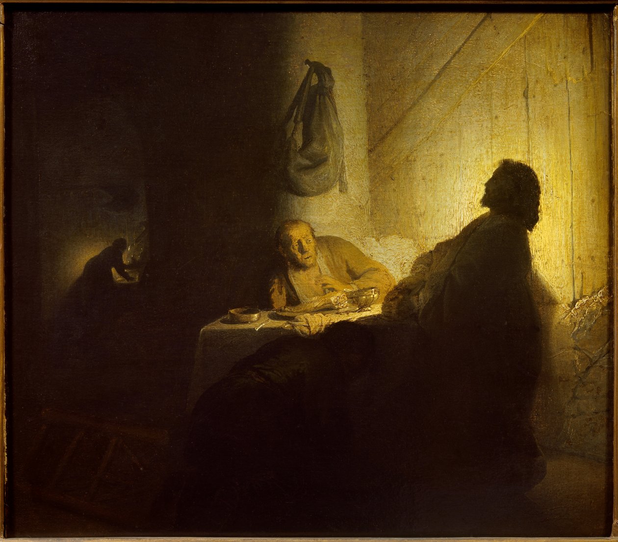 Emmaus pelerins. Painting by Rembrandt Harmenszoon van Rijn dit Rembrandt (1606-1669) Ec. Hol. 作者 伦勃朗·范·赖恩