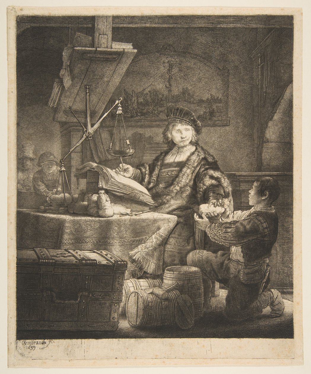 Jan Uytenbogaert黄金秤，1639年。 作者 伦勃朗·范·赖恩